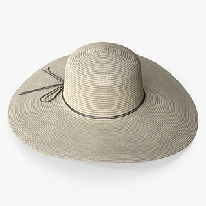 Womens Sun Protecting Large Brim Straw Hat 3D
