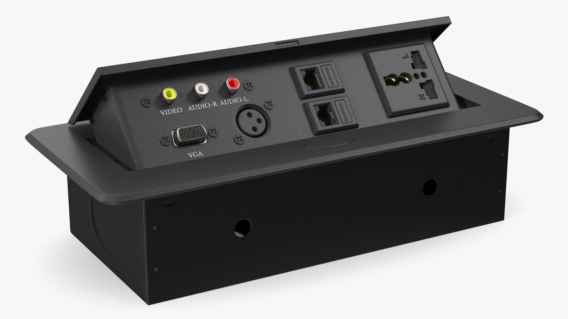 Office Furniture Tabletop Switch Socket Black 3D model preview