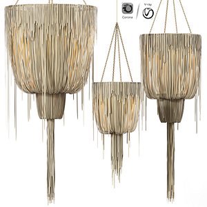 Large Round Double Ball Urchin Chandelier 3D model