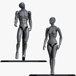 Rigged Male and Female Articulated Action Figure with stand