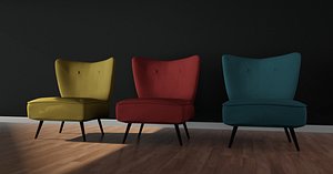 3D single seater sofa red model