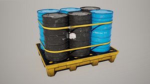 Oil Barrel Pallet 3D model
