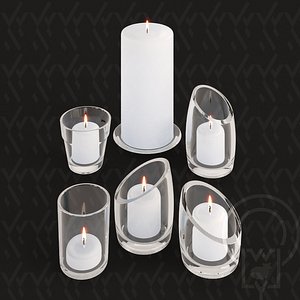 3D candles holders glass model
