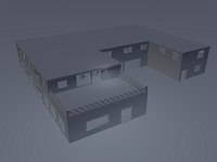 2StorageBuilding With Balcony (Animated Doors) (WIndows + Frames) [LOW POLY]