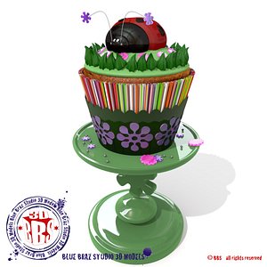 lady bug cupcakes cake 3d model