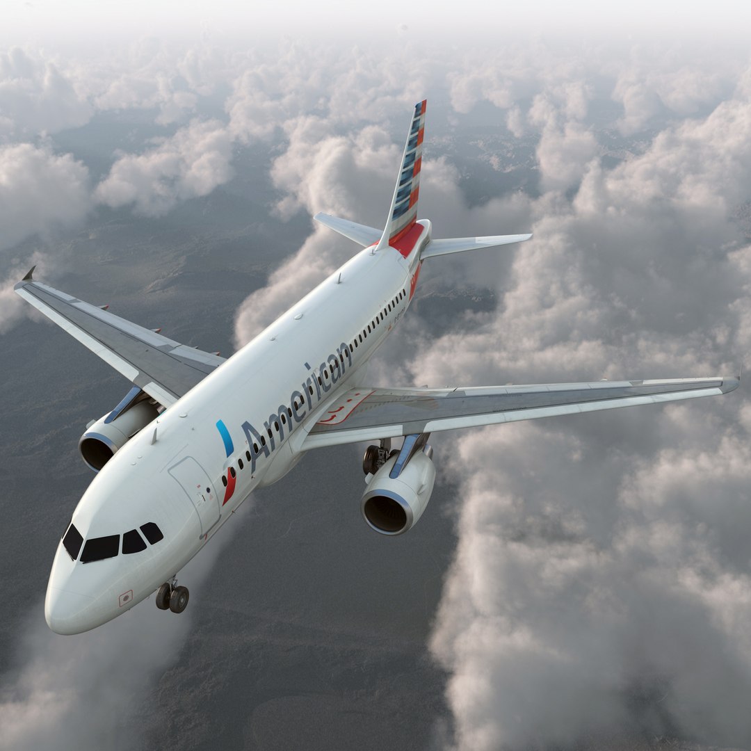 Airbus A319 American Airlines 3D model preview
