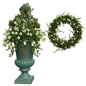 3D vase wreath decorate