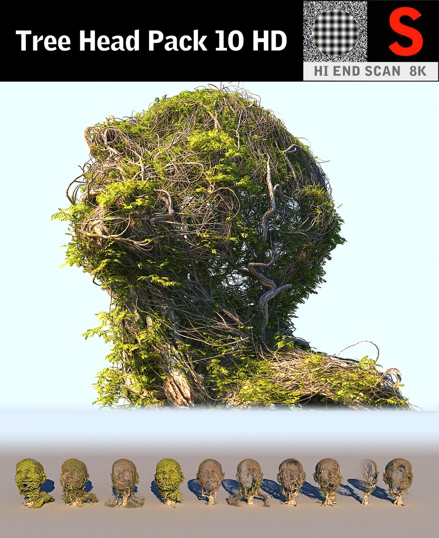 Tree Head Pack 10 3D Model - TurboSquid 1287368