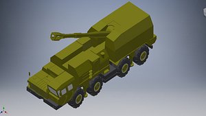 3D 3D Inventor Model of a Wheeled Self-Propelled Gun