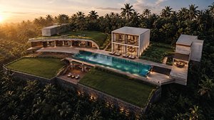 Luxury Tropical Cliffside Villa 3D model