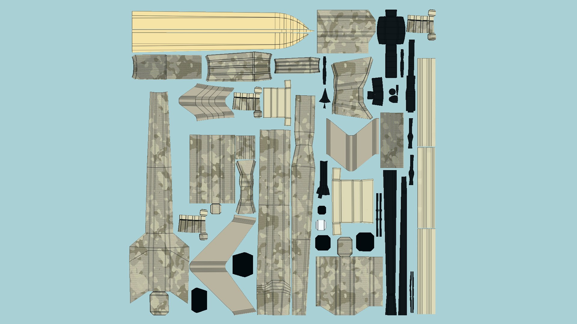 3D SciFi Sniper Gunblade A10 Desert Camouflage - Fiction Weaponry model ...