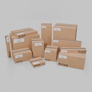 3D model Complete Cardboard Box Collection - Rigged and Customizable