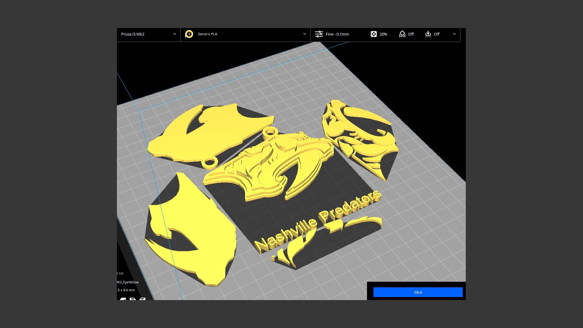 3D Nashville Predators Keychan Shield Printable And PBR - TurboSquid ...