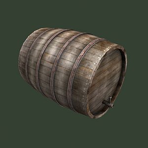 wooden wine barrel 3d model