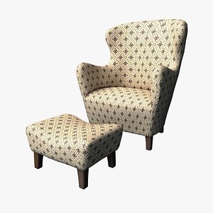 armchair bergere taburet 3d 3ds