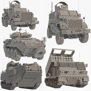 3D American wheeled and tracked military vehicles 5 in 1 UVW
