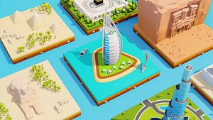 Lowpoly Middle East Landmarks Pack 10 Game Ready Models 3D