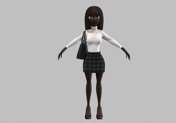 3D black cartoon woman model