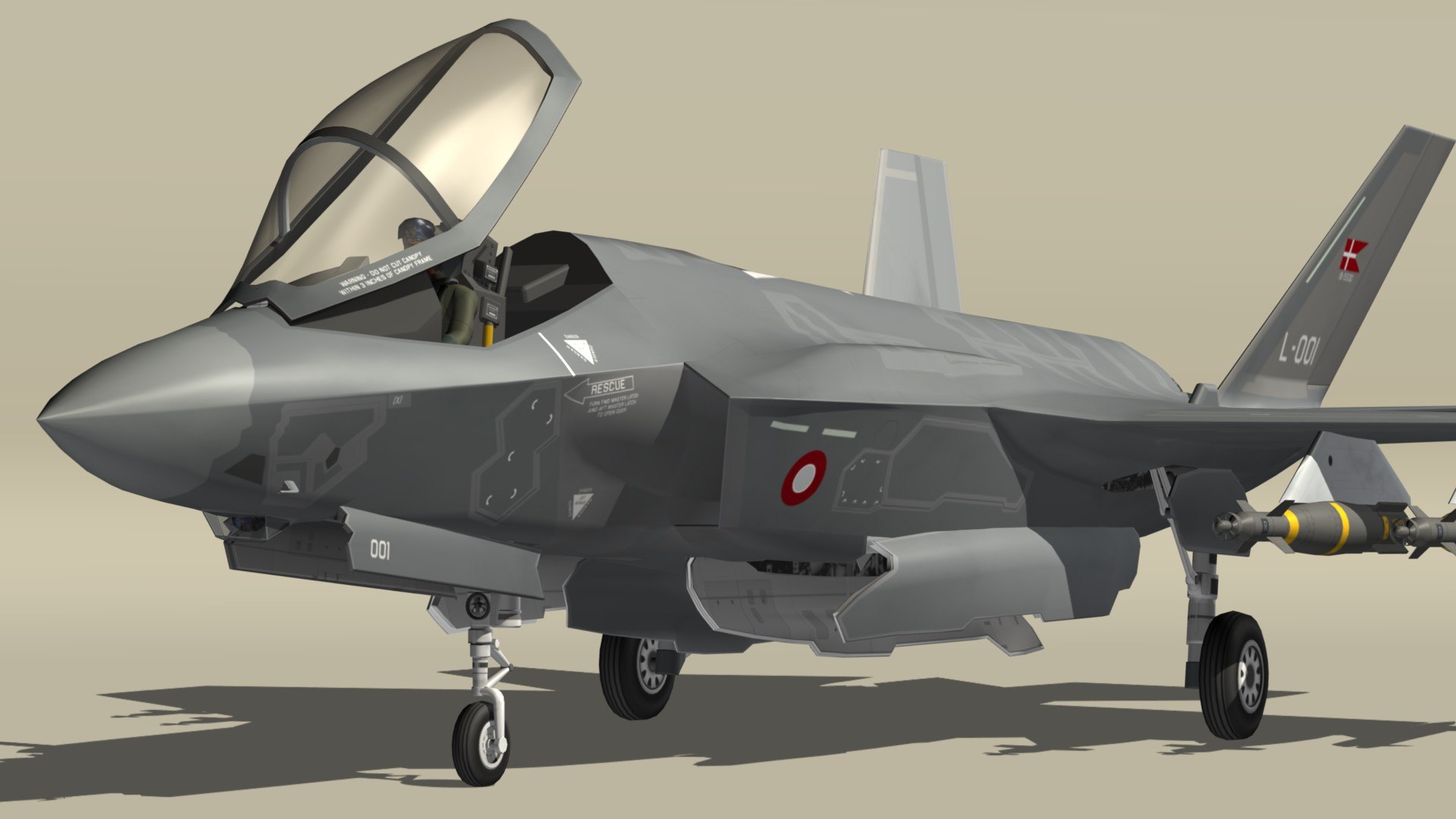 3D F35A Danish Air Force https://p.turbosquid.com/ts-thumb/oB/jM7pHa/PE/f35denpr12/jpg/1634244217/1920x1080/fit_q87/8fa3edf0b799e824df160046b01ecfb6faffe7a0/f35denpr12.jpg