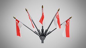 Wall Mount Flags 5 Of Singapore 3D
