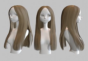 long dark blond hair 3D model