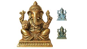 3D model Vintage Bronze Ganesha Statue
