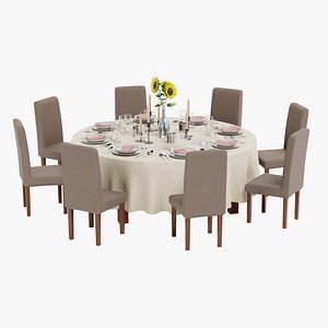 Restaurant Table Full 4 3D model