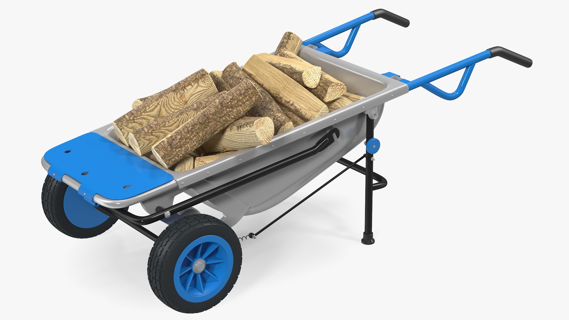 Garden Cart with Firewood 3D model preview