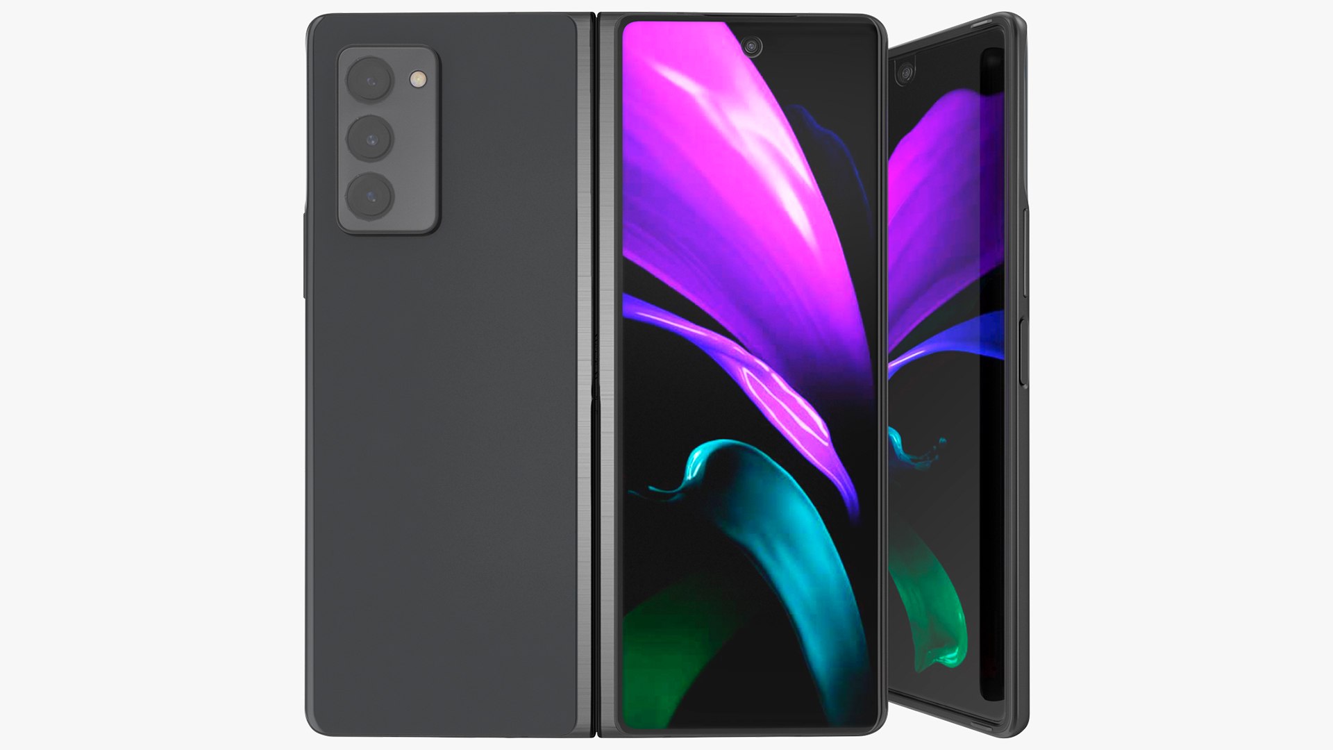 Samsung Z Fold 2 Black 3D model preview