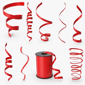 3D Red Curling Ribbon - TurboSquid 2072871