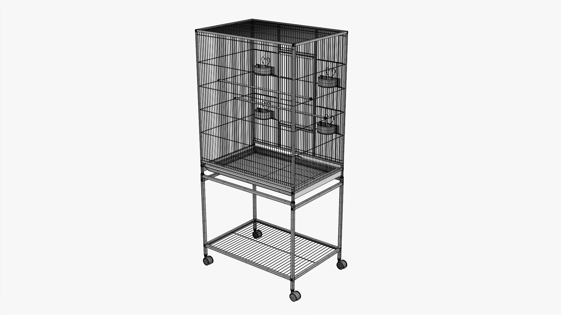 3D Model Bird Cage Large With Stand On Wheels - TurboSquid 1867210