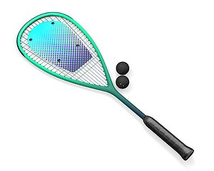 3D Squash set - paddle and balls model