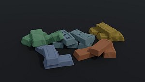 Low-poly Cartoon fantasy ingots Polygonal Style