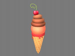 3D model ice cream cherry