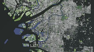 Osaka Japan - city and mass buildings 3D model