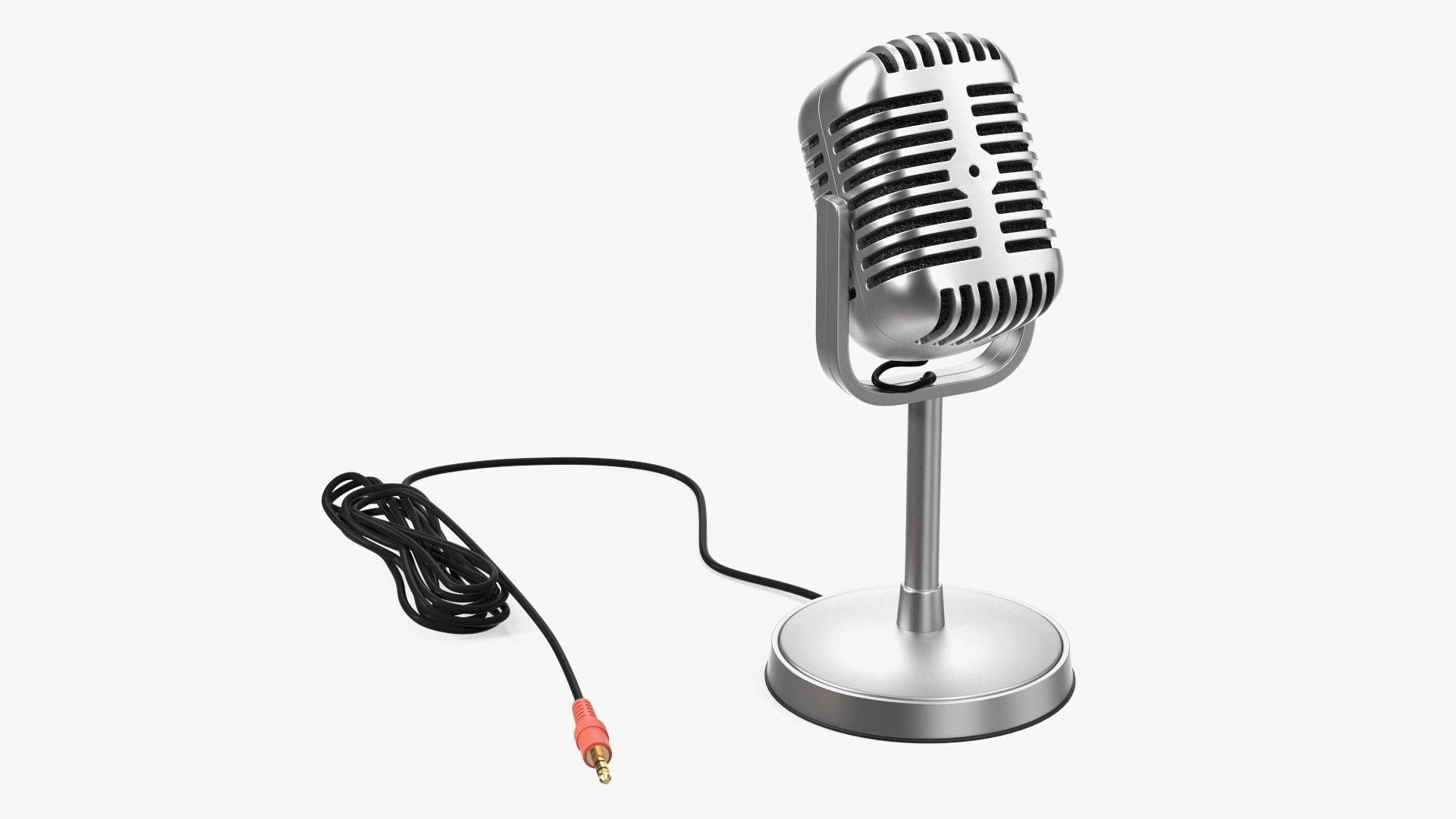 Vintage Style Microphone with Stand 3D model preview