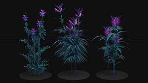 3D Alien plants flowers R2
