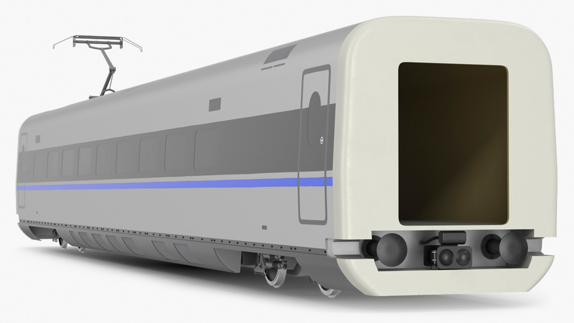 High Speed Bullet Train Wagon Electric Drive 3D model preview