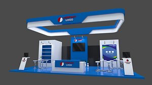 booth 10m x 5m blue 3D model