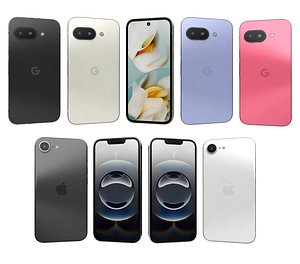 3D Apple iphone 16e And Google Pixel 9a