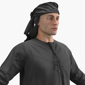 3D Islamic Traditional Clothing on Man Black model