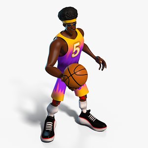 Cartoon Basketball Player Character Rigged