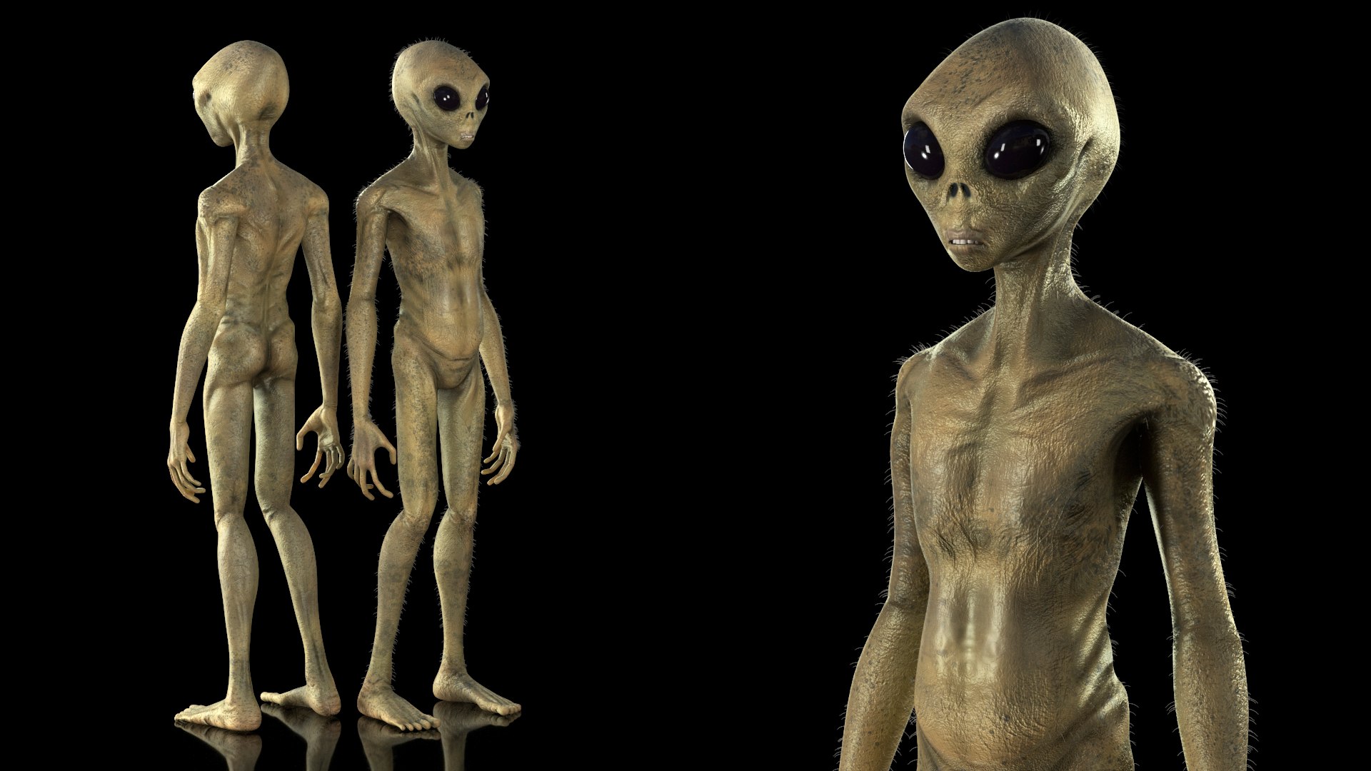 3D Model Humanoid Alien Standing Pose Fur - TurboSquid 1871193