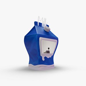 Low poly Market Stall Kiosk Fresh Milk