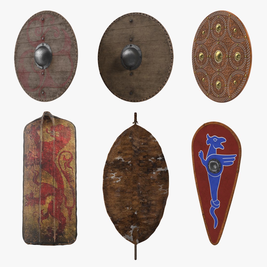Old Wooden Shields Collection 3D model preview