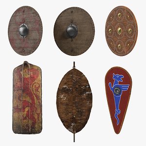 3D old wooden shields model