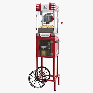 Popcorn Vintage Cart on Wheels with Shelf 3D model