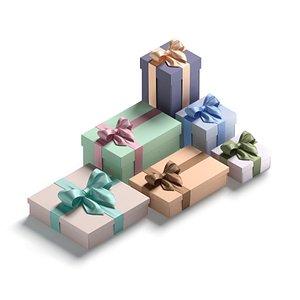Gift boxes set - 6 box shapes 3D model