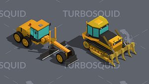 Low Poly Heavy Construction Machinery Equipment Industrial Low-poly 3D model