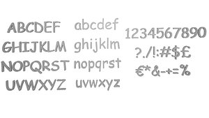 Alphabet letters lowercase and uppercase in Comics sans ms font 3D